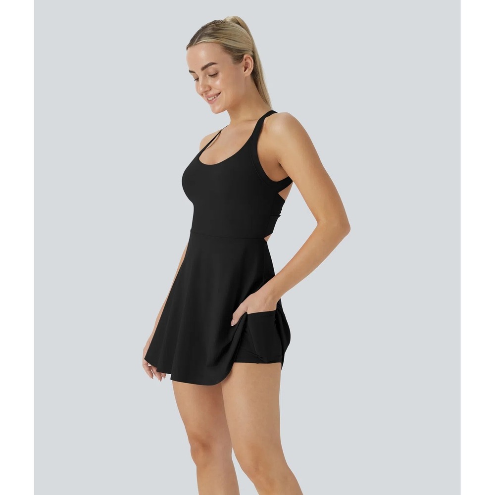 Halara Easy Peezy Dress Womens XS Black NWT Softlyzero Active Athleisure